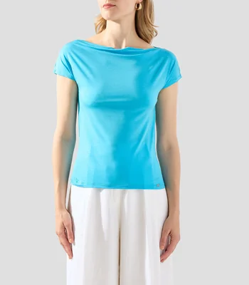Blusa lisa manga corta Mujer