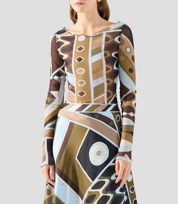 Blusa estampada con manga larga Mujer