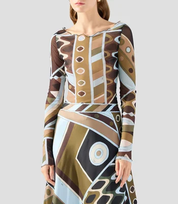 Blusa estampada con manga larga Mujer