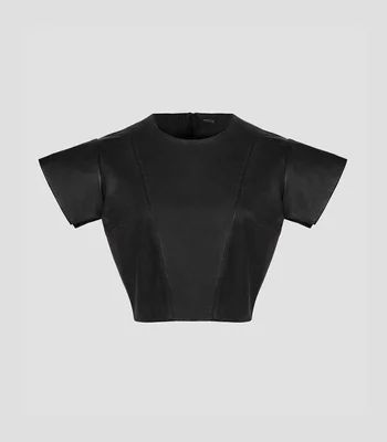 Blusa crop de manga corta Mujer