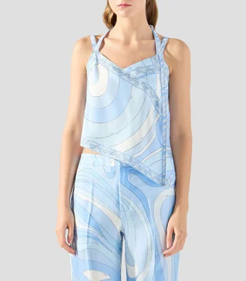 Blusa estampada sin mangas Mujer
