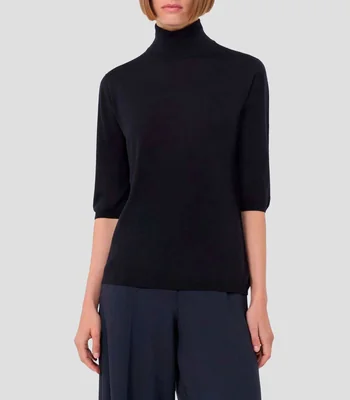 Blusa lisa con manga 3/4 Mujer