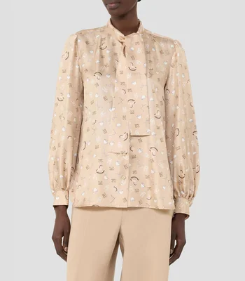 Blusa estampada manga larga Mujer