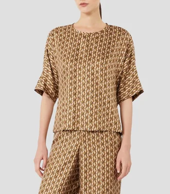 Blusa estampada con manga corta Mujer