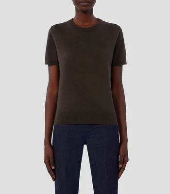 Blusa lisa con manga corta Mujer