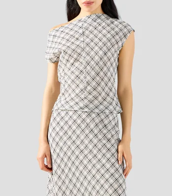 Blusa de cuadros sin mangas Mujer