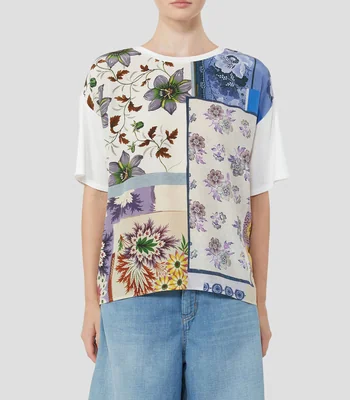 Blusa estampada manga corta Mujer