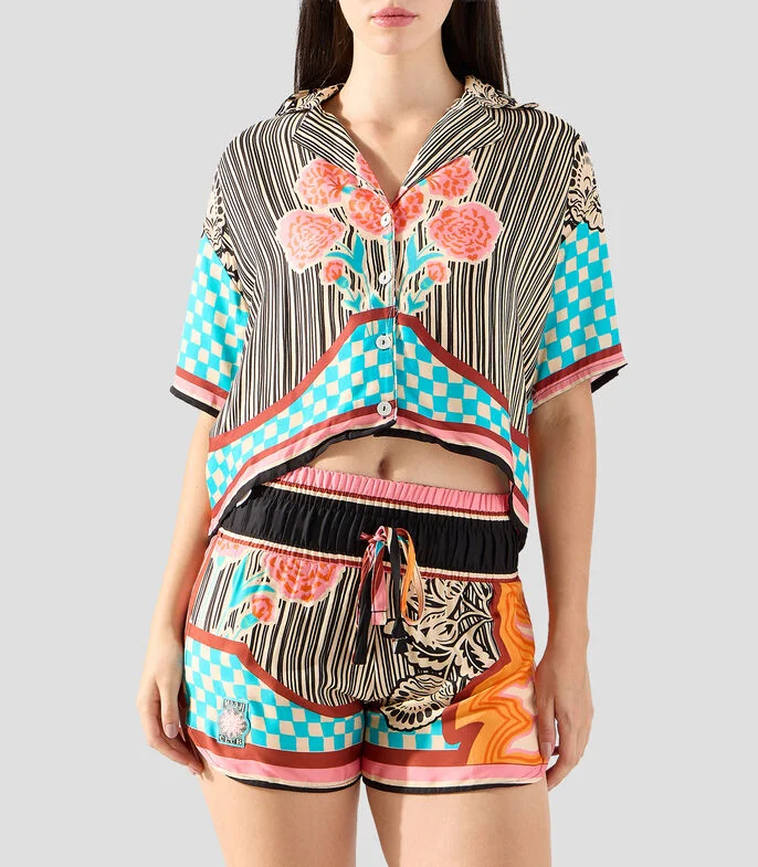 Camisa con estampado manga corta Mujer