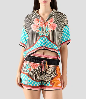 Camisa con estampado manga corta Mujer