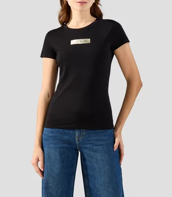 Playera cuello redondo manga corta estampada Mujer