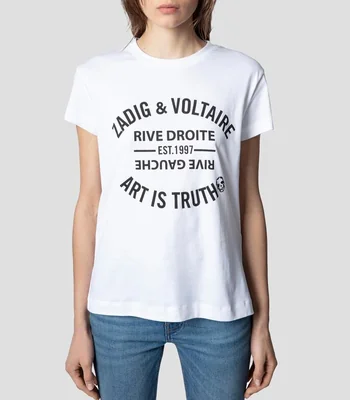 Playera cuello redondo manga corta con tipografía Mujer