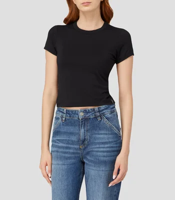 Playera cuello redondo manga corta lisa Mujer