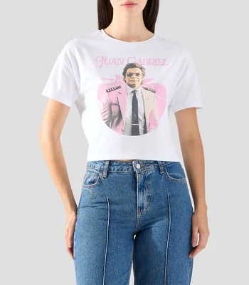 Playera cuello redondo manga corta estampada Mujer
