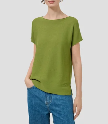 Playera cuello barco manga corta lisa Mujer