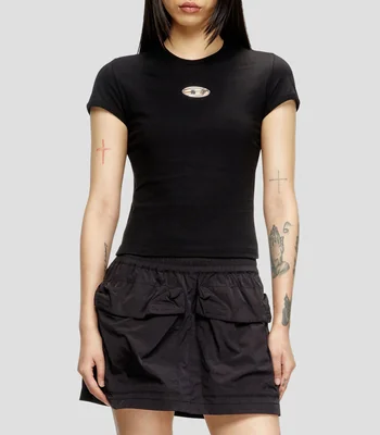 Playera cuello redondo manga corta lisa Mujer