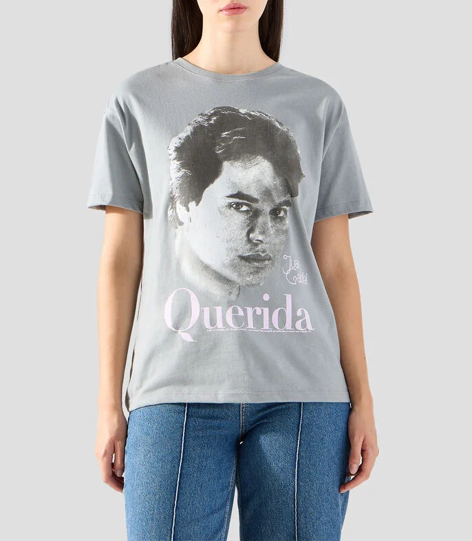 Playera cuello redondo manga corta estampada Mujer