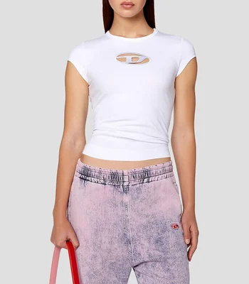 Playera cuello redondo manga corta con logo Mujer