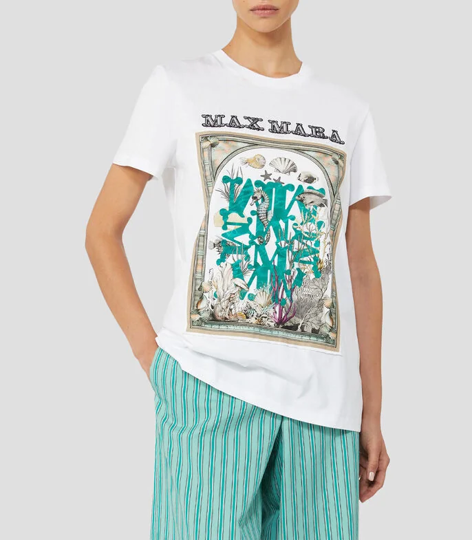 Playera cuello redondo manga corta estampada Mujer