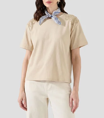 Playera cuello redondo manga corta lisa Mujer