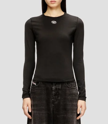 Playera cuello redondo manga larga estampada Mujer