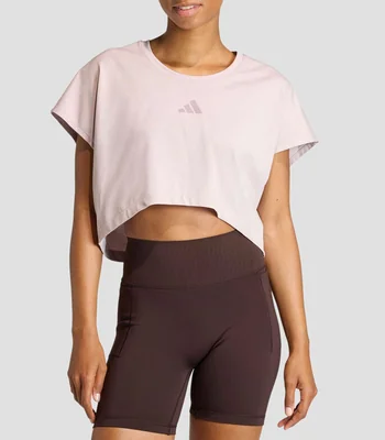 Playera de entrenamiento cuello redondo manga corta lisa Mujer