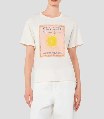 Playera cuello redondo manga corta estampada Mujer