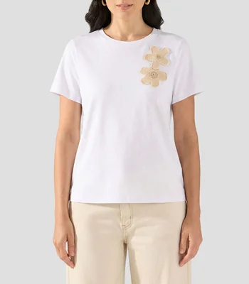 Playera cuello redondo manga corta lisa Mujer