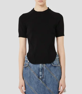 Playera cuello redondo manga corta lisa Mujer
