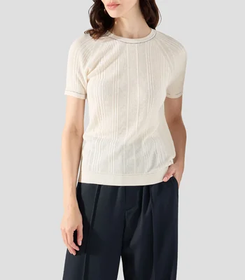 Playera cuello redondo manga corta lisa Mujer