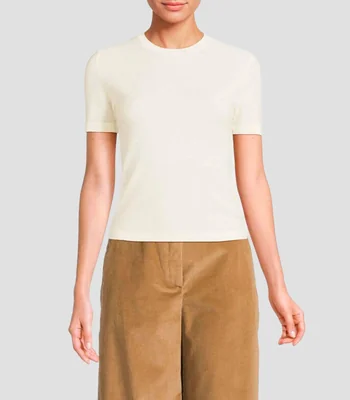 Playera cuello redondo manga corta lisa Mujer