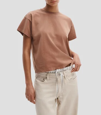 Playera cuello redondo manga corta lisa Mujer