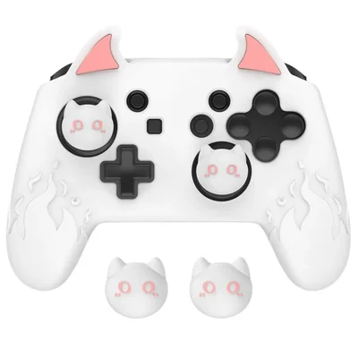 PlayVital Lindo Demonio Funda de Silicona para Nintendo Switch Pro Controlador, Protector Kawaii con Tapas para Joystick y Pegat
