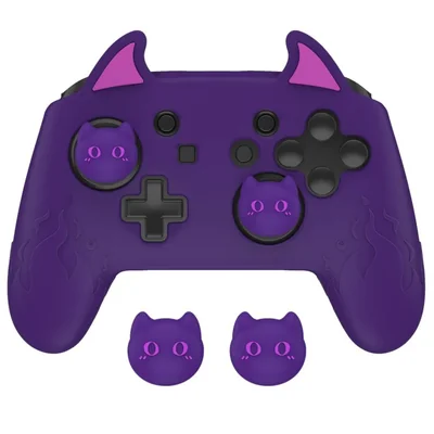 PlayVital Lindo Demonio Funda de Silicona para Nintendo Switch Pro Controlador, Protector Kawaii con Tapas para Joystick y Pegat