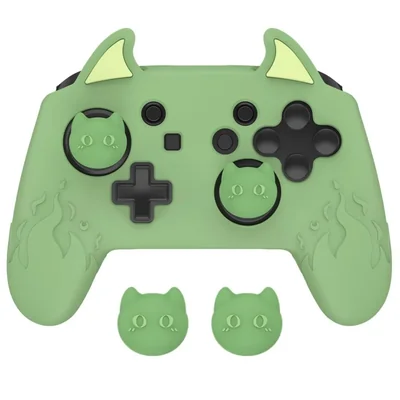 PlayVital Lindo Demonio Funda de Silicona para Nintendo Switch Pro Controlador, Protector Kawaii con Tapas para Joystick y Pegat