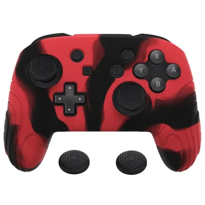 playvital Edición Samurai Funda Protectora Ergonómica de Silicona para Nintendo Switch Pro, Protector Antideslizante para Ninten