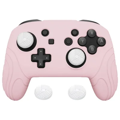 playvital Edición Samurai Funda Ergonómica de Silicona para Nintendo Switch Pro, Protector Antideslizante con Tapa para el Pulga
