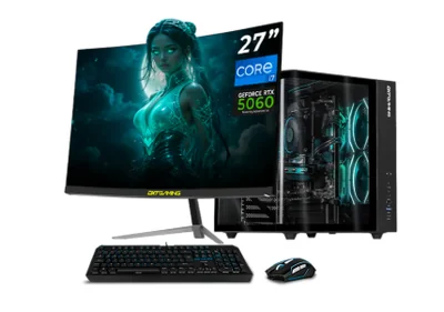 Computadora Gamer DXT Gaming CM-01047, Intel Core i7-14700F, NVIDIA GeForce RTX 5060, 16GB, 1TB SSD, Wi-Fi, Windows 11 Prueba + Teclado/Mouse/Monitor de 27"