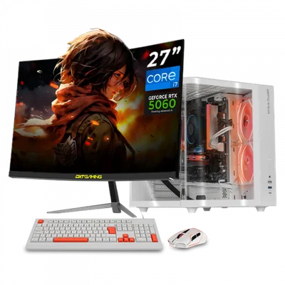 Computadora Gamer DXT Gaming CM-01048, Intel Core i7-14700F, NVIDIA GeForce RTX 5060, 16GB, 1TB SSD, Wi-Fi, Windows 11 Prueba + Teclado/Mouse/Monitor de 27"