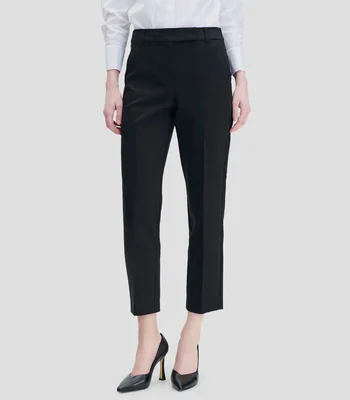 Pantalón Recto Tiro Alto Negro Pretina Pasada Mujer