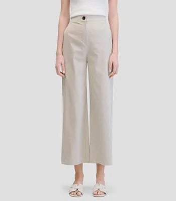 Pantalón Wideleg Tiro Alto Pretina Enresortada Mujer