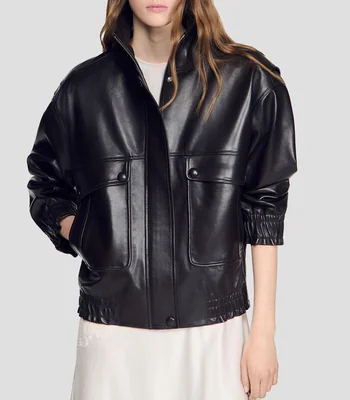 Chamarra bomber en piel Mujer