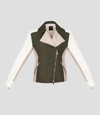 Chamarra biker en piel Mujer