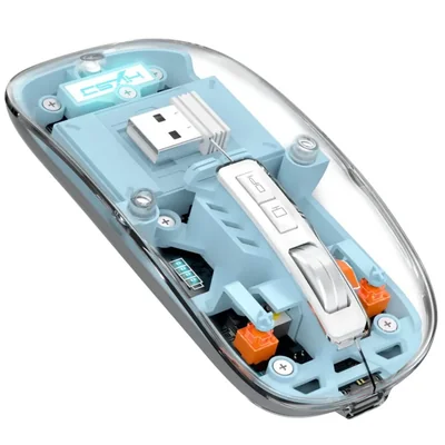 Ratón inalámbrico A.JAZZ Bluetooth 5.1 y 2.4 GHz recargable azul