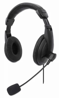 Manhattan Audífonos con Micrófono 179843, Alámbrico, 1.5 Metros, USB, Negro