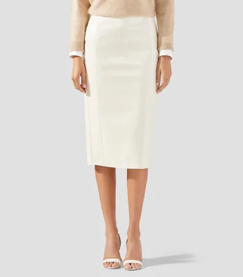 Falda midi de corte recto lisa Mujer