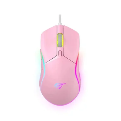 Mouse Gamer Havit Ms1029 Rosa Rgb 7200 Dpi Ergonómico