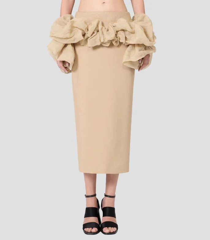 Falda midi de corte ajustado lisa Mujer