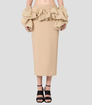 Falda midi de corte ajustado lisa Mujer