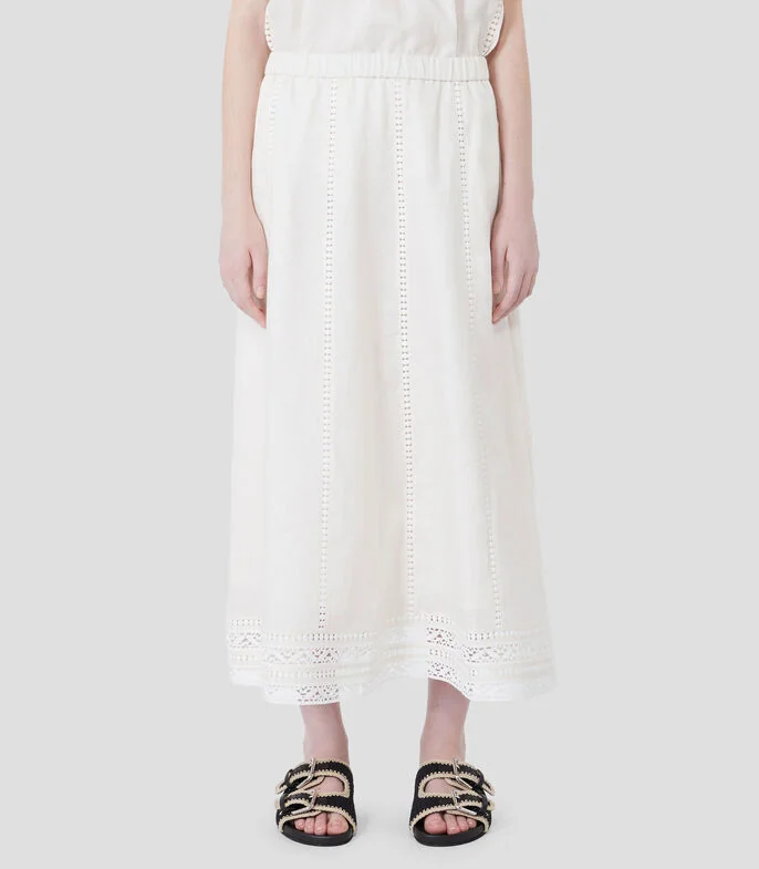 Falda midi acampanada lisa Mujer