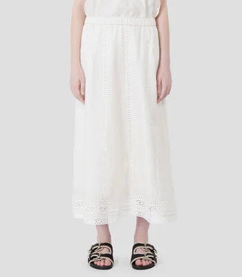 Falda midi acampanada lisa Mujer